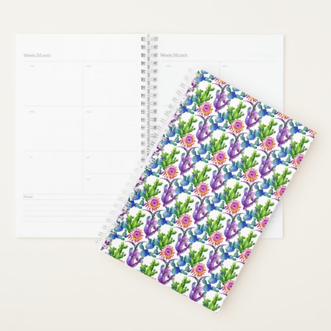 Agenda Watercolor Wildflower Cactus Patterno (Exibição)
