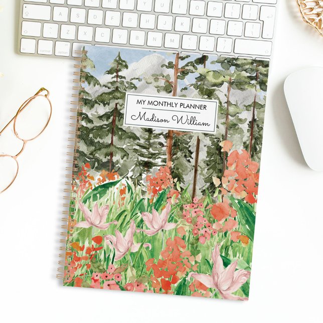 Agenda Watercolor Wildflower Meadow Floral Mensal 2026 (In situ)