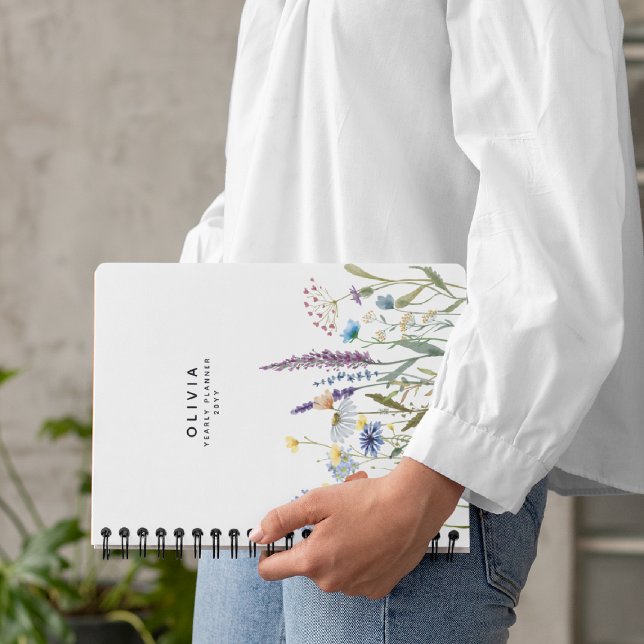 Agenda Watercolor Wildflower Personalizado (Criador carregado)