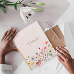 Agenda Watercolor Wildflowers Personalized Script Name<br><div class="desc">Our beautiful country meadow watercolor field wildflowers are handpainted with love. We've selected a beautiful light color palette to create an elegant and calm mood. Our watercolor wildflowers are arranged to create this beautiful arrangement. Perfect to write your notes in. Our wildflowers illustrations are painted by us in watercolor and...</div>