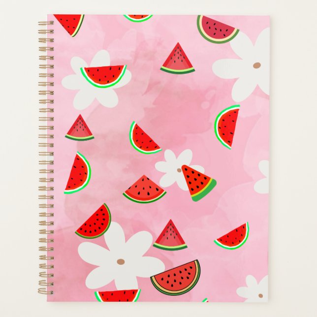 Agenda Watermelon Bloom - Padrão Floral de Verão Divertid (Frente)