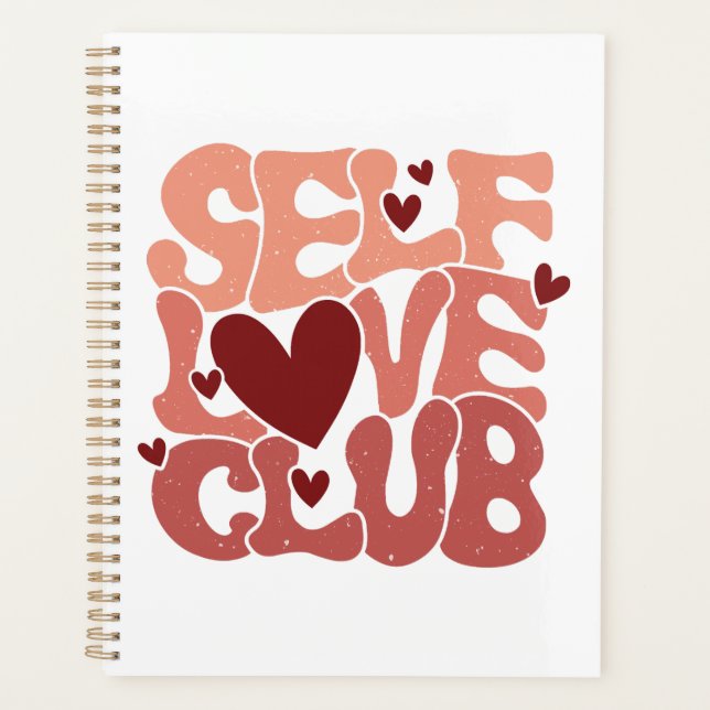Agenda Wavy 70s Font "Self Love Club" Hearts (Frente)