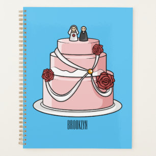 Agenda Wedding cake cartoon illustration 