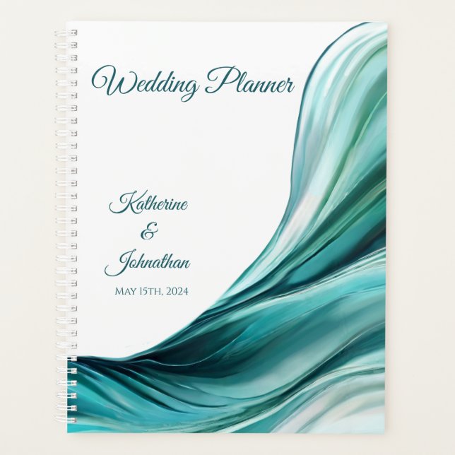 Agenda Wedding-Planner-Moderno Abstrato-Emerald Green- (Frente)
