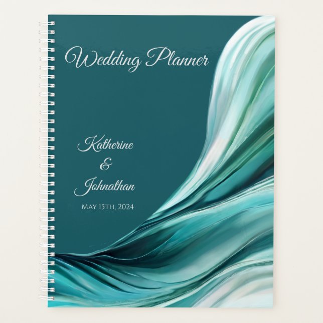 Agenda Wedding-Planner-Moderno Abstrato-Emerald Green- (Frente)