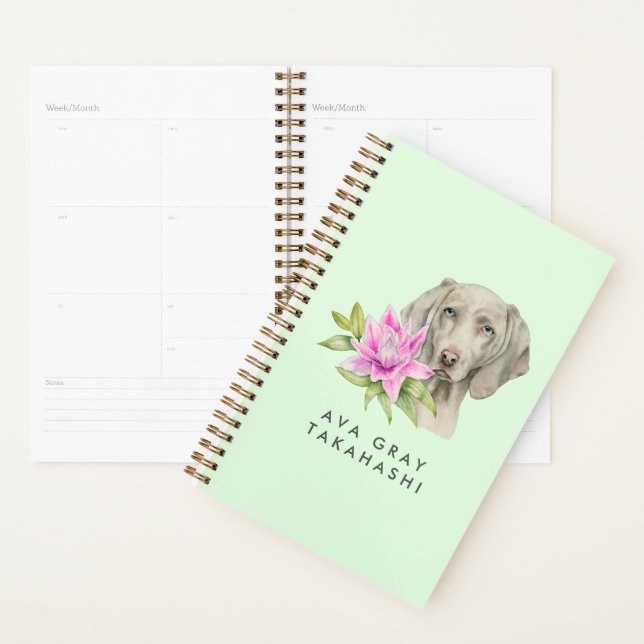 Agenda Weimaraner Dog e Lily | Adicione seu nome (Exibição)