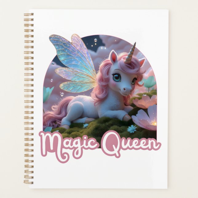 Agenda Weißes Einhorn mit Flügeln - Magic Queen (Frente)