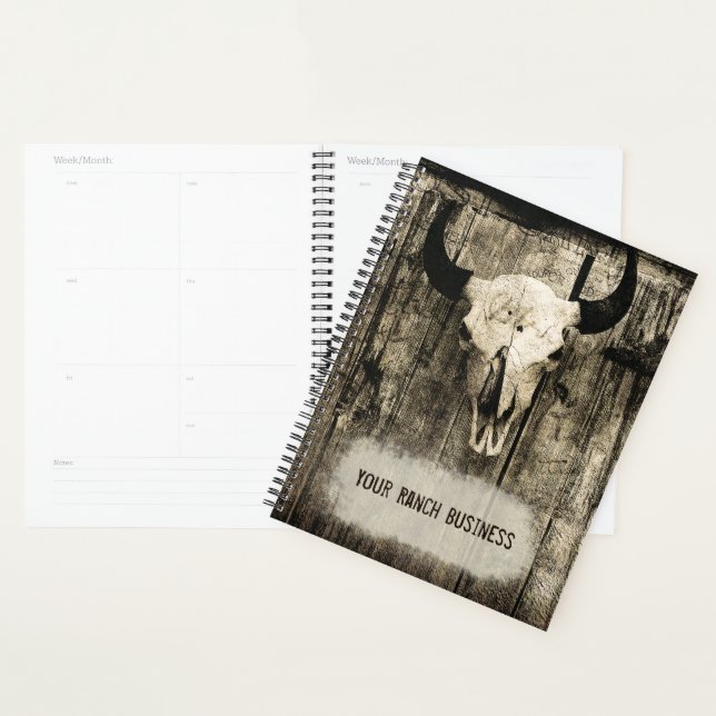 Agenda Western Bull Skull Vintage Sepia Russo (Exibição)
