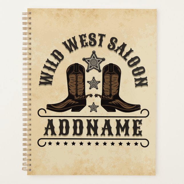Agenda Western Cowboy Boots ADD NAME Xerife Spurs Saloon (Frente)