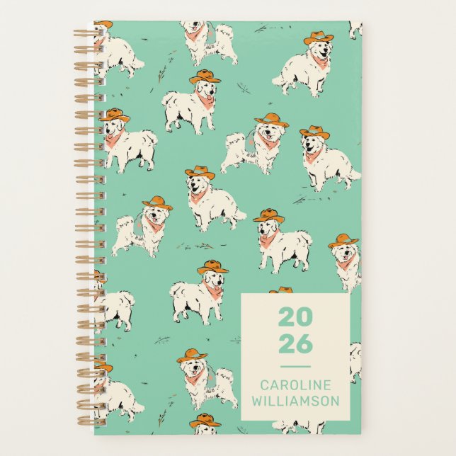 Agenda Western Cowboy Hound Green Personalizado (Frente)