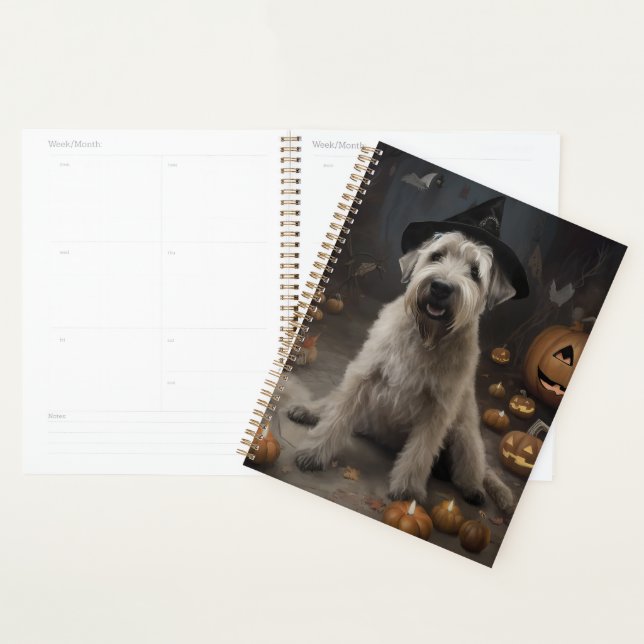 Agenda Wheaten Terrier Pumpkins Halloween Assustado (Exibição)