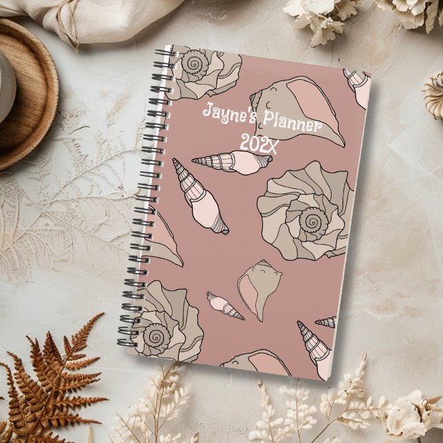 Agenda Whelk Shells Illustrated Yearly Custom Planner (Criador carregado)
