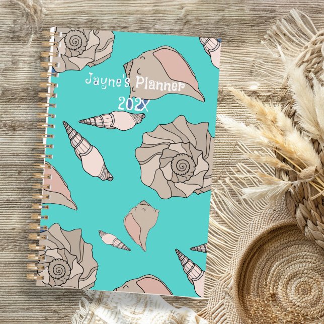 Agenda Whelk Shells Illustrated Yearly Custom Planner (Criador carregado)