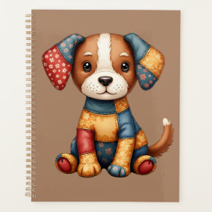 Agenda Whimsic Patchwork Puppy Folk Art Cottagecore