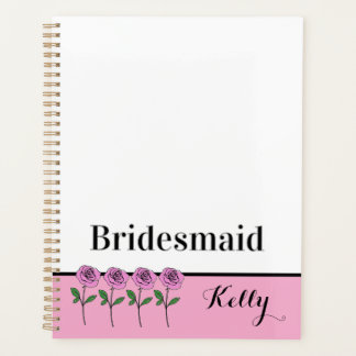 Agenda Whimsical Hand Drawn Pink Roses Bridesmaid