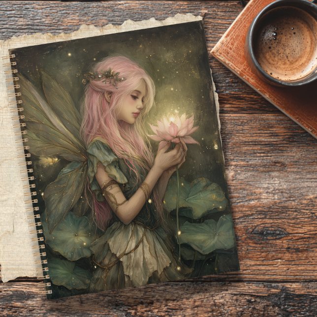 Agenda Whimsical Pink-Haired Fairy and Lotus Flower (Criador carregado)