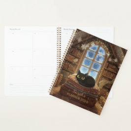Agenda Whimsical Vintage Attic Black Cat