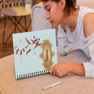 Agenda Whimsical Watercolor Dancing Raccoon" Artist Noteb