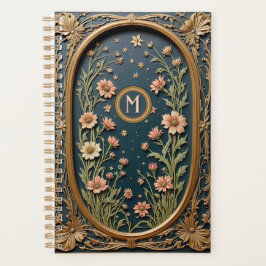 Agenda Whimsical Wildflower Night Art Nouveau Monograma