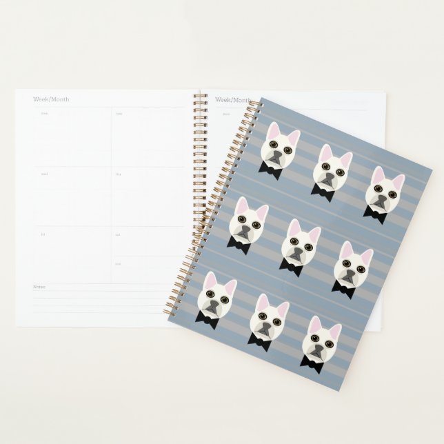 Agenda White French Bulldog, Stripes (Exibição)