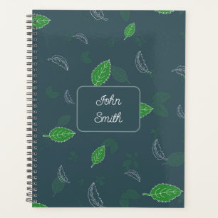 Agenda White Leaves Verdes_ Script de Padrão Floral