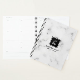 Agenda White Marble Custom Logo Professionário