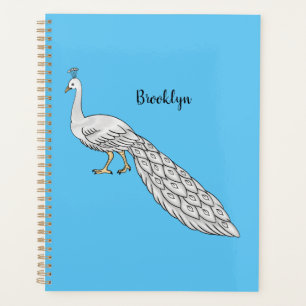 Agenda White peacock bird cartoon illustration