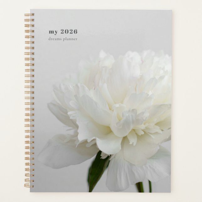 Agenda White Peony Minimalist Planner (Frente)