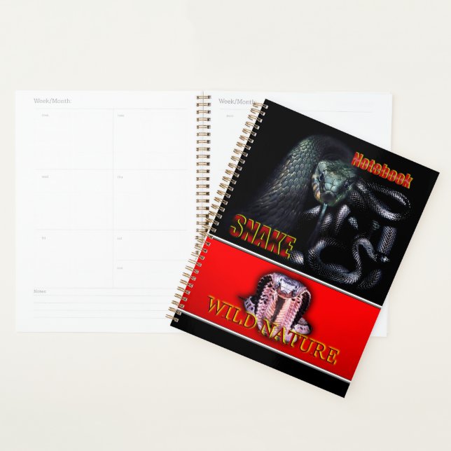 Agenda WILD NATURE - coleção COBRA de design preto (Exibição)