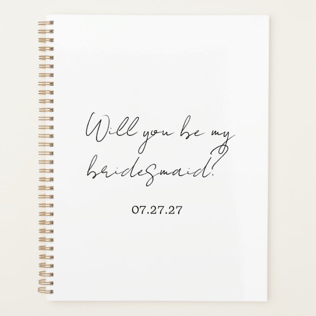 Agenda Will You Be My Bridesmaid Custom Cursive (Frente)