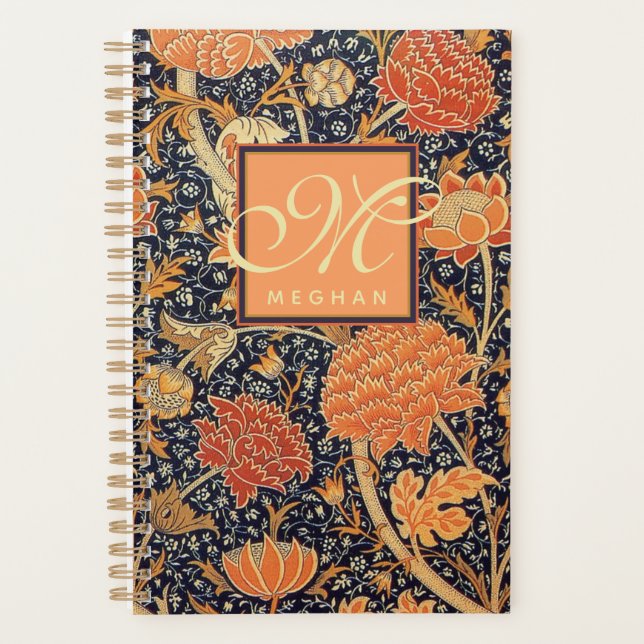 Agenda William Morris - Cray - Art Nouveau Orange Floral (Frente)