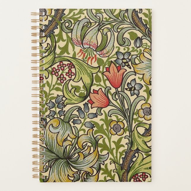 Agenda William Morris Ouro Lily - Padrão Restaurado (Frente)