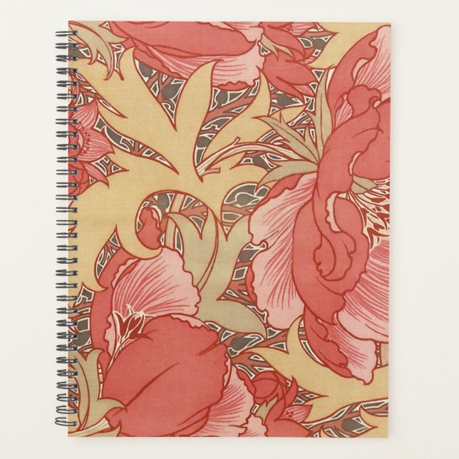 Agenda William Morris Poppies Floral Art Nouveau Pattern (Frente)