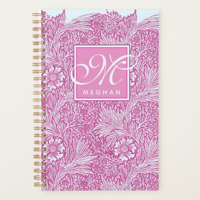 Agenda William Morris, rosa Marigold e Monograma (Frente)
