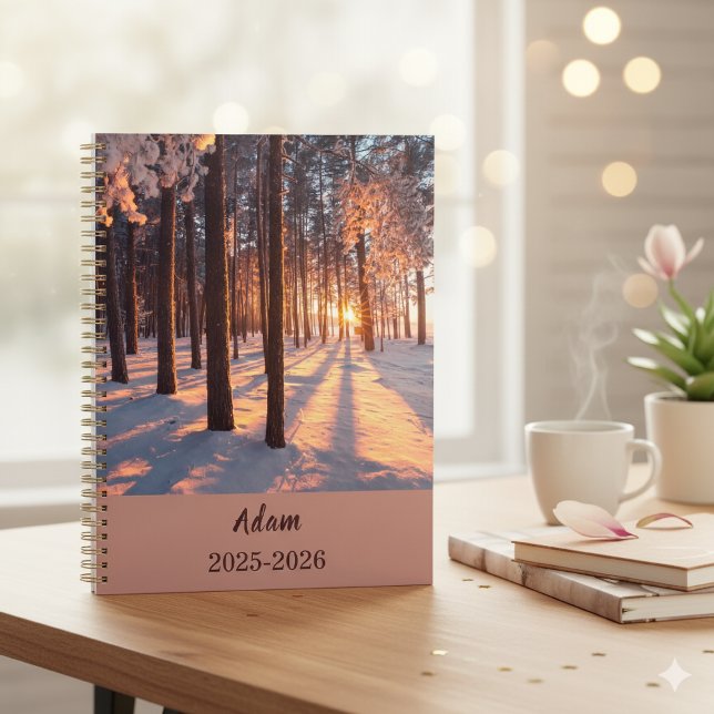 Agenda Winter Sunrise Forest Personalized Yearly Organize (Criador carregado)
