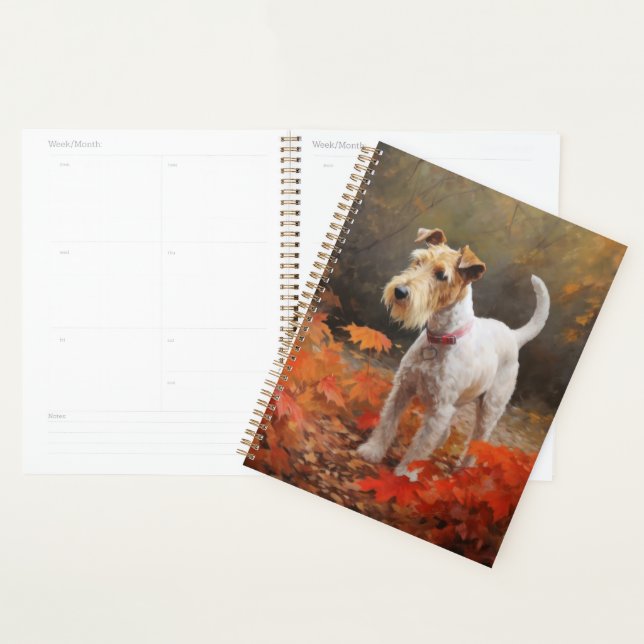 Agenda Wirefox Terrier em Folhas de Outono Caem Inspiraçã (Exibição)