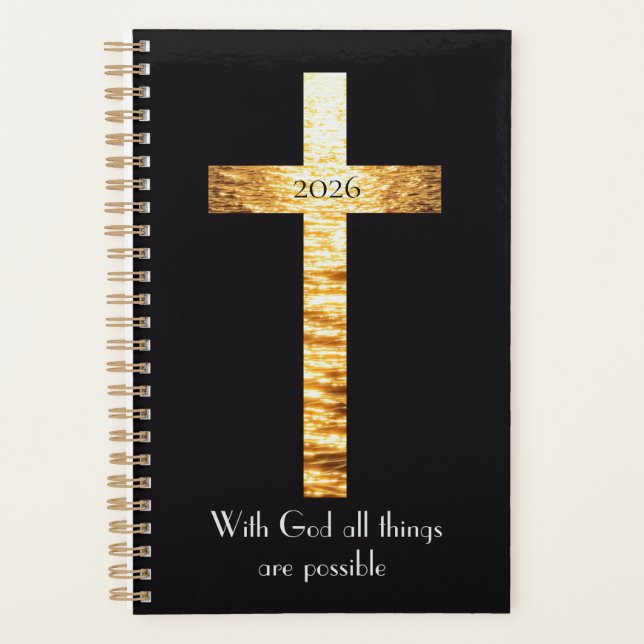 Agenda With GOD Golden Cross 2026 Planner (Frente)