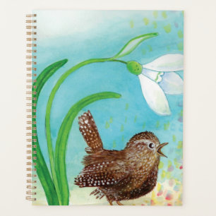 Agenda Wren Bird Sing no amanhecer na Primavera