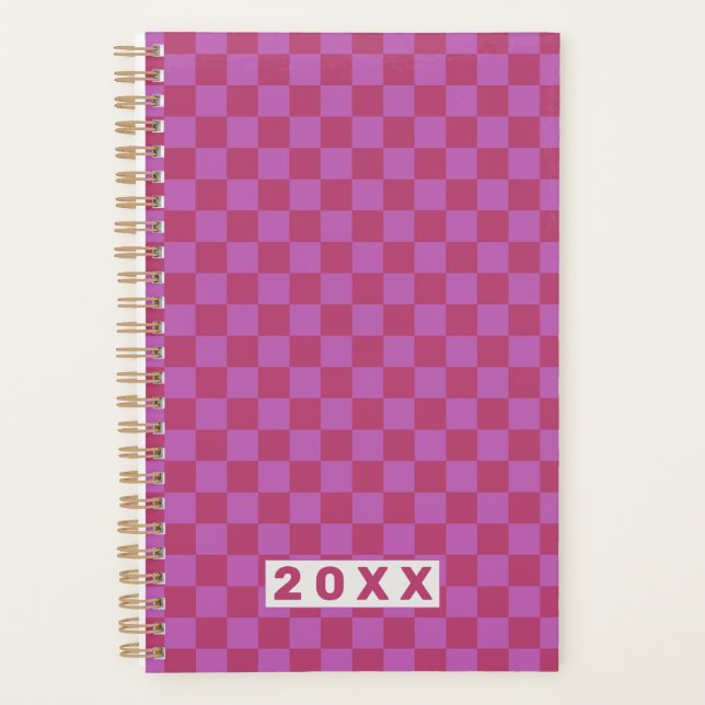 Agenda Xadrez Ameixa Rosa (Frente)