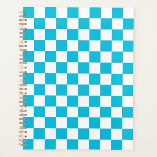 Agenda Xadrez azul aqua clássico (Frente)