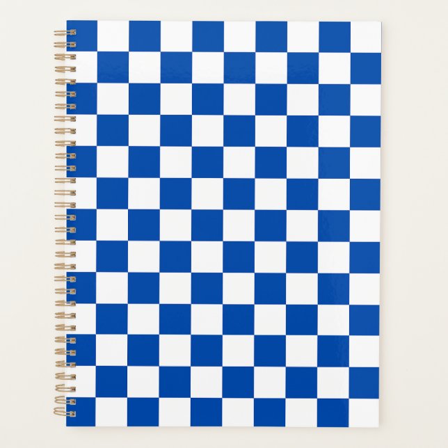 Agenda Xadrez azul cobalto clássico (Frente)