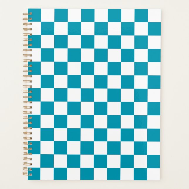 Agenda Xadrez azul-turquesa escuro (Frente)