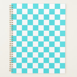 Agenda Xadrez azul-turquesa visual clássico