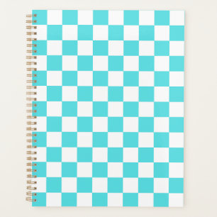 Agenda Xadrez azul-turquesa visual clássico