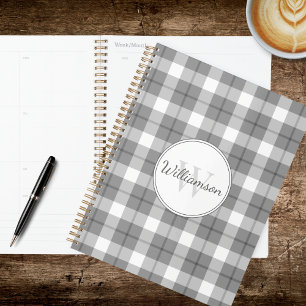 Agenda Xadrez Cinza e Branco