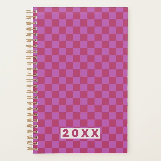 Agenda Xadrez Clássico Rosa e Ameixa (Frente)