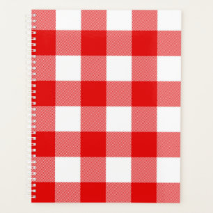 Agenda Xadrez de Búfalos Branco e Vermelho