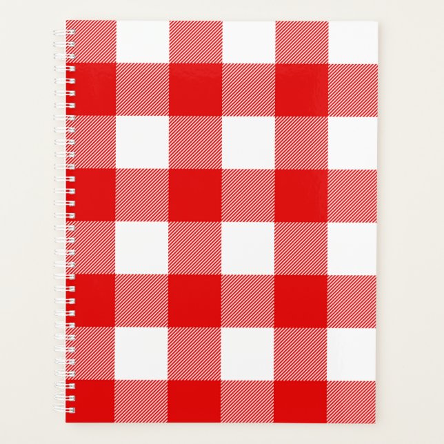 Agenda Xadrez de Búfalos Branco e Vermelho (Frente)