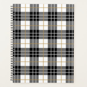 Agenda Xadrez de Tartan Preto e Branco