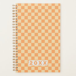 Agenda Xadrez Laranja Amarelo Retrô